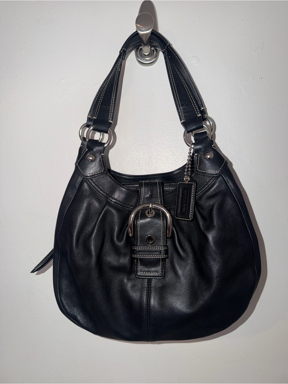 Vintage Coach Soho Lynn Black Leather Hobo Shoulder Bag Y2K
